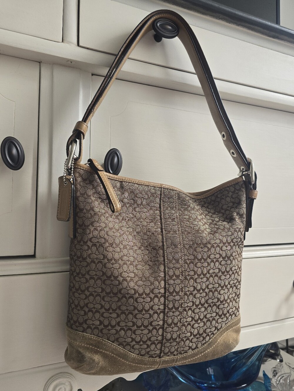 Coach Camel Signature Canvas Shoulder Bag
